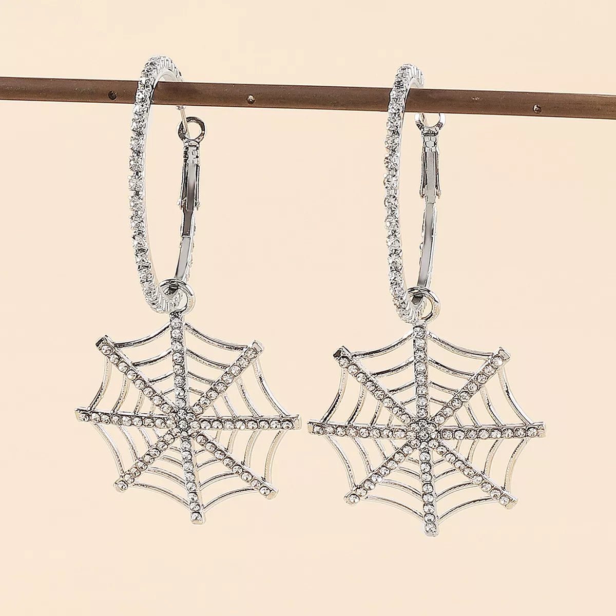 Crowned Energy CO. Gold / One Size Trendsi Earrings Halloween Spider Web Dangle Hoop Earrings