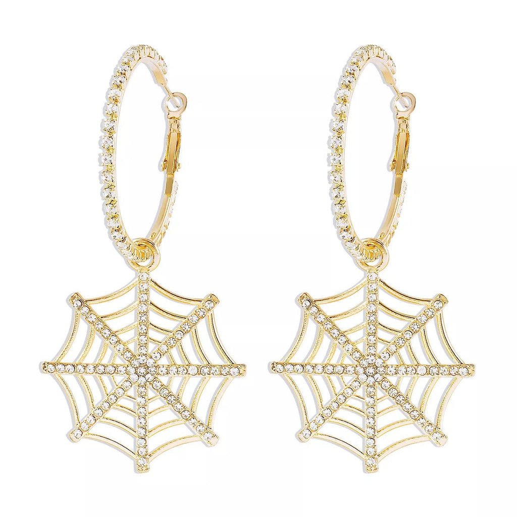 Crowned Energy CO. Gold / One Size Trendsi Earrings Halloween Spider Web Dangle Hoop Earrings