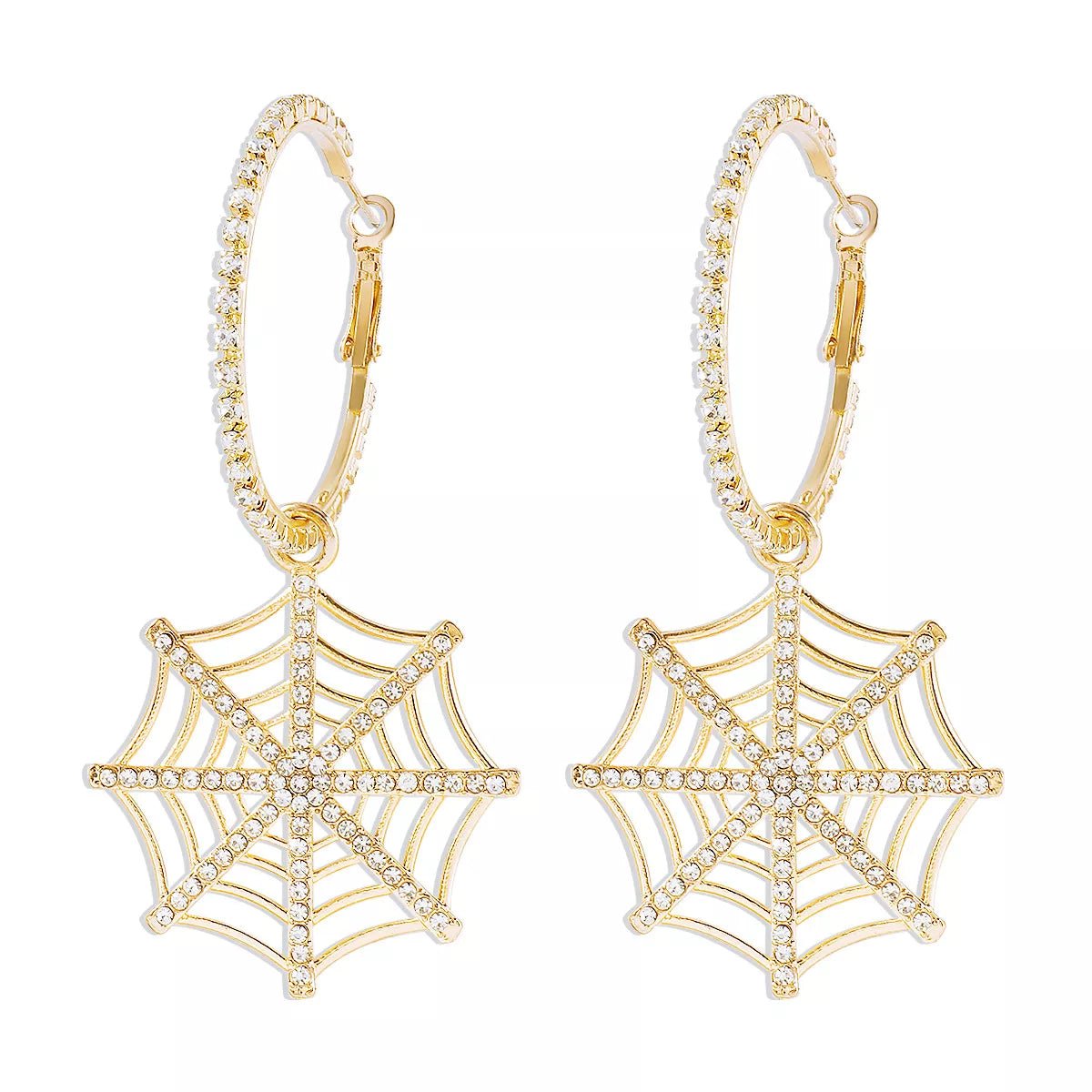 Crowned Energy CO. Gold / One Size Trendsi Earrings Halloween Spider Web Dangle Hoop Earrings