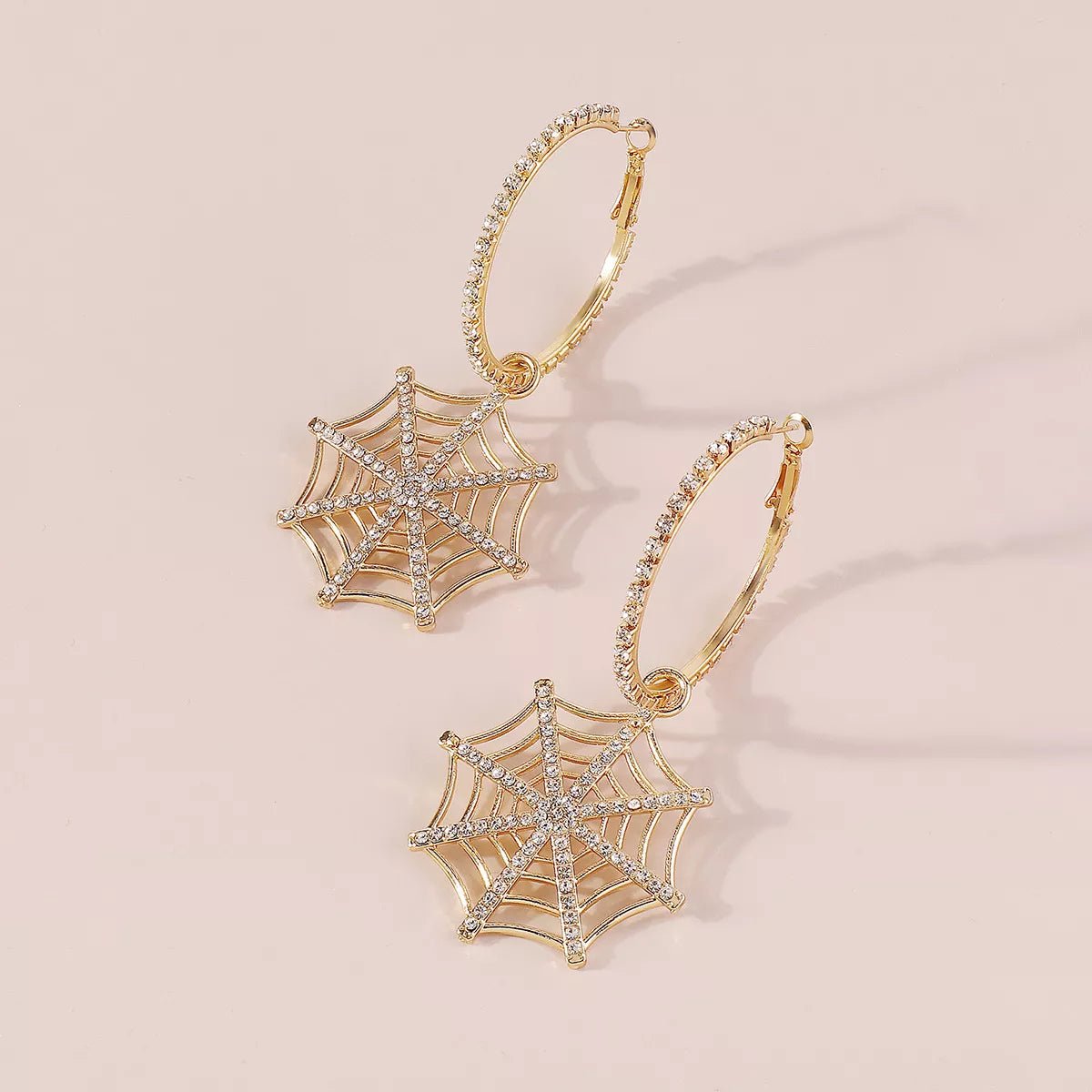 Crowned Energy CO. Gold / One Size Trendsi Earrings Halloween Spider Web Dangle Hoop Earrings