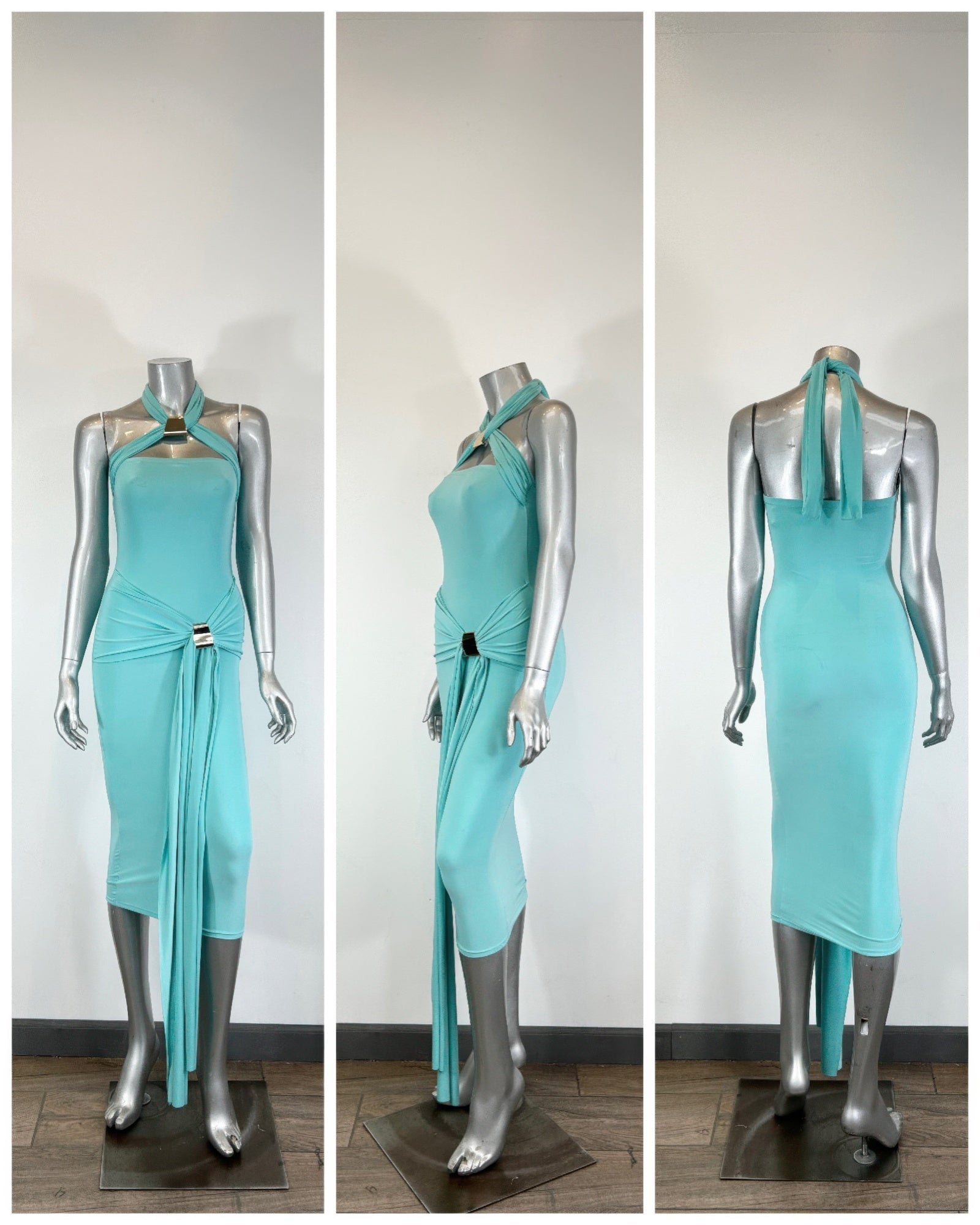 Halter - style Bodycon Midi Dress - Crowned Energy CO.