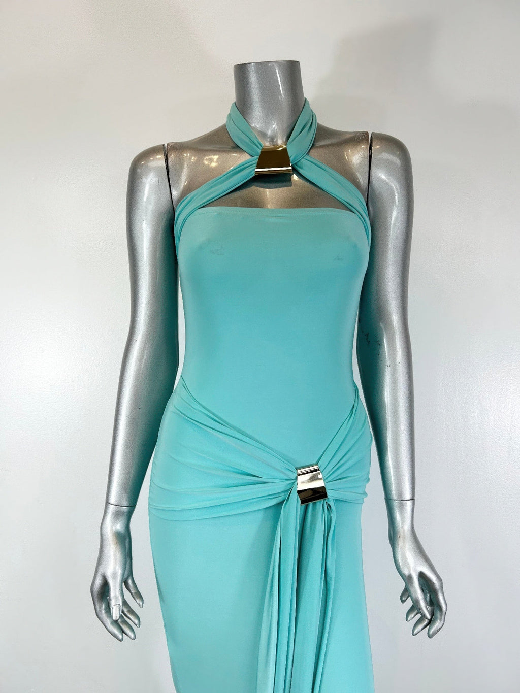Halter - style Bodycon Midi Dress - Crowned Energy CO.