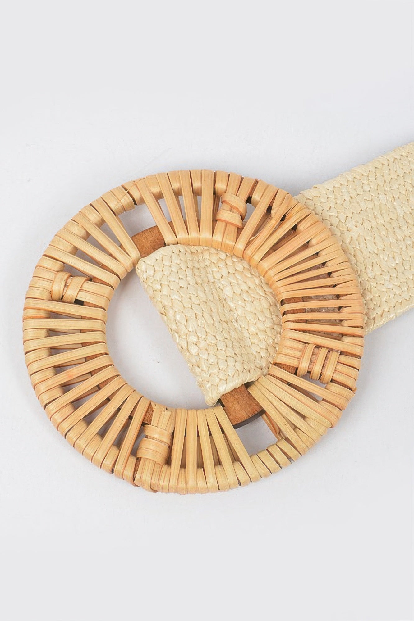Handmade Bamboo Buckle Stretch Straw Belt - Crowned Energy CO.
