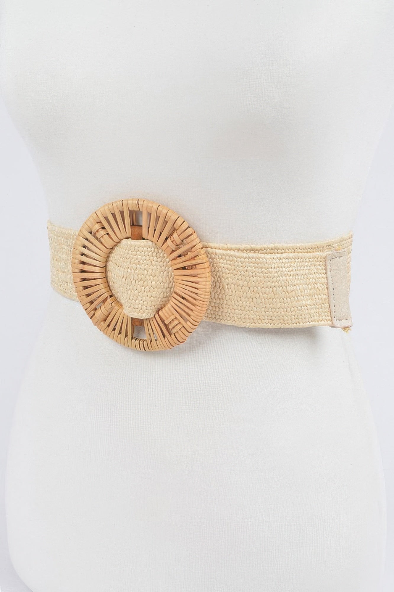 Handmade Bamboo Buckle Stretch Straw Belt - Crowned Energy CO.
