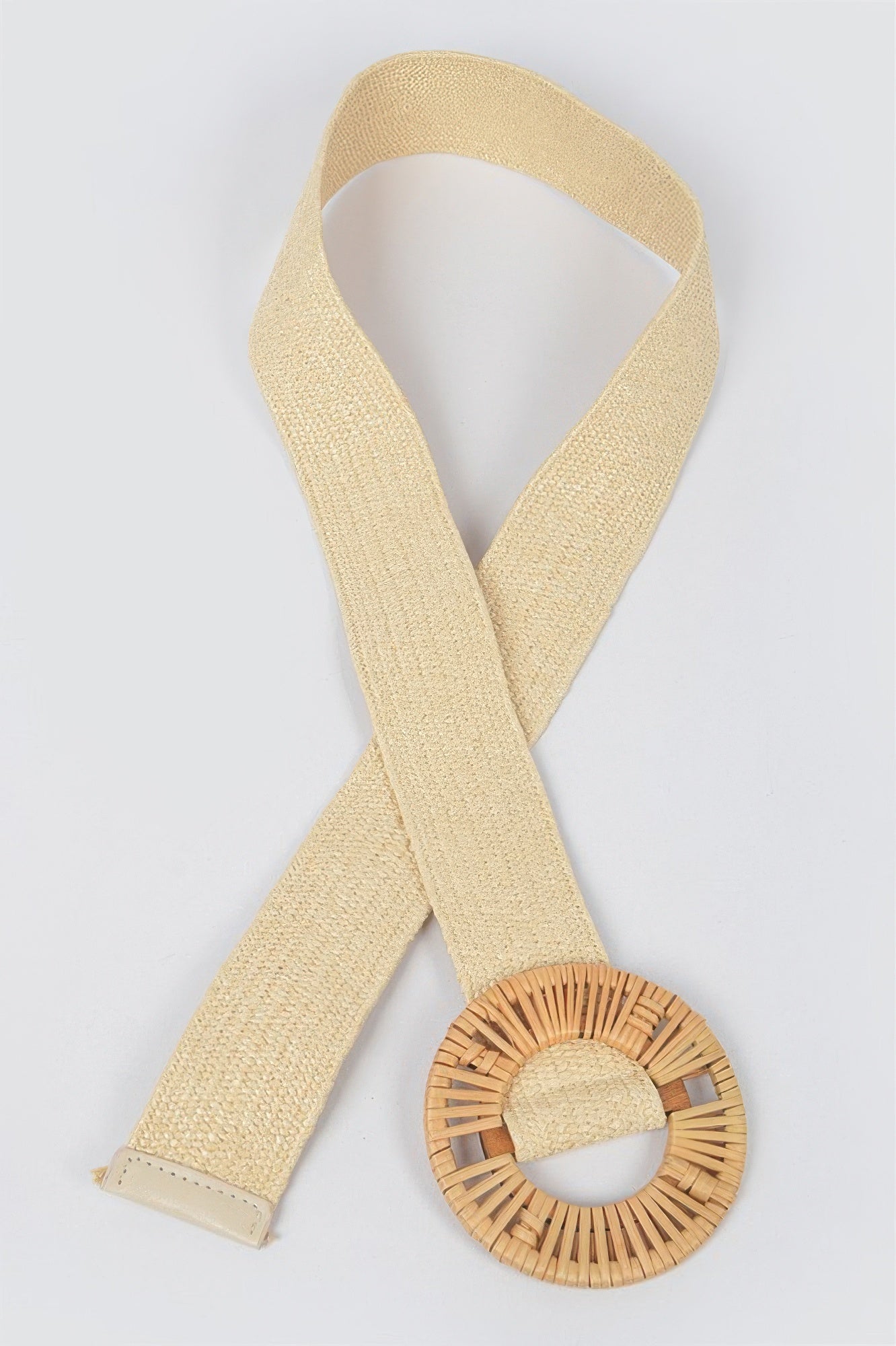 Handmade Bamboo Buckle Stretch Straw Belt - Crowned Energy CO.