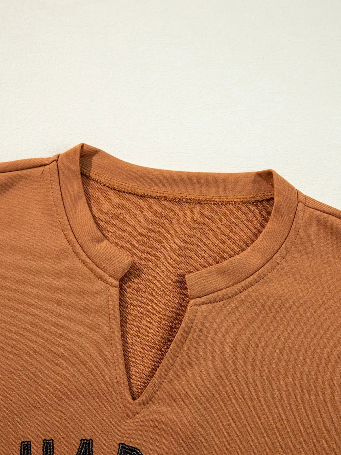 Crowned Energy CO. Terracotta / S Trendsi Sweaters & Cardigans/Cardigans Happy Halloween Graphic Notched Long Sleeve Loose Top