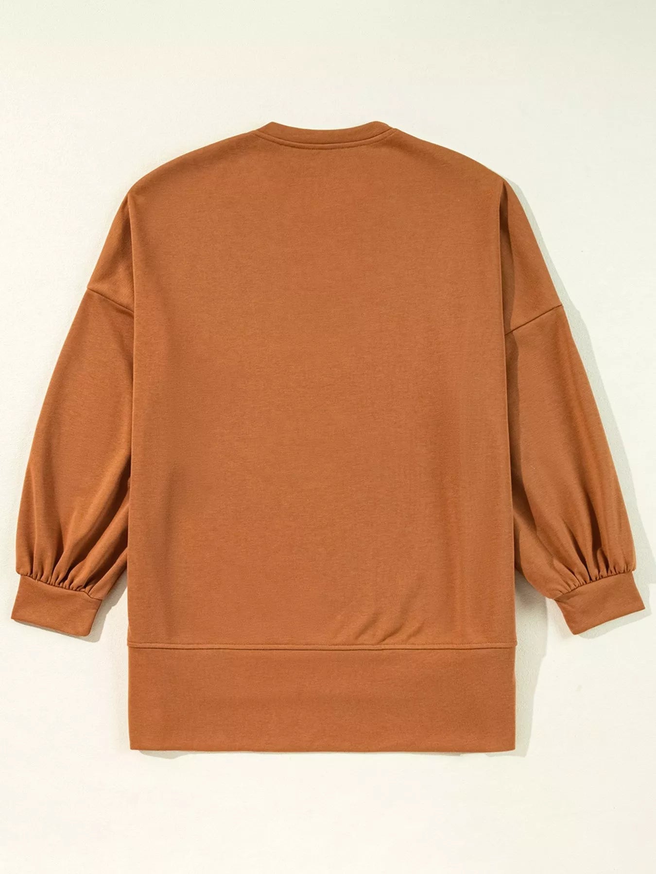 Crowned Energy CO. Terracotta / S Trendsi Sweaters & Cardigans/Cardigans Happy Halloween Graphic Notched Long Sleeve Loose Top