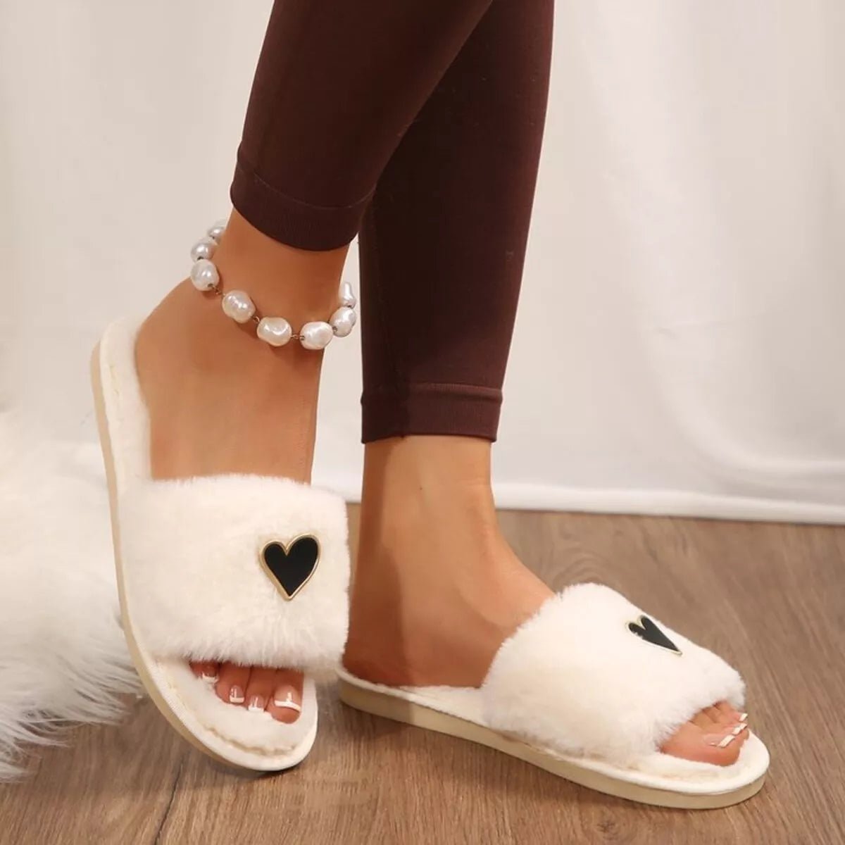 Crowned Energy CO. White / 36-37 Trendsi Shoes & Bags/Crossbody Bags Heart Open Toe Flats Slippers
