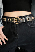 Crowned Energy CO. Black / One Size Trendsi Accessories Heart Shape Alloy Detail PU Leather Belt
