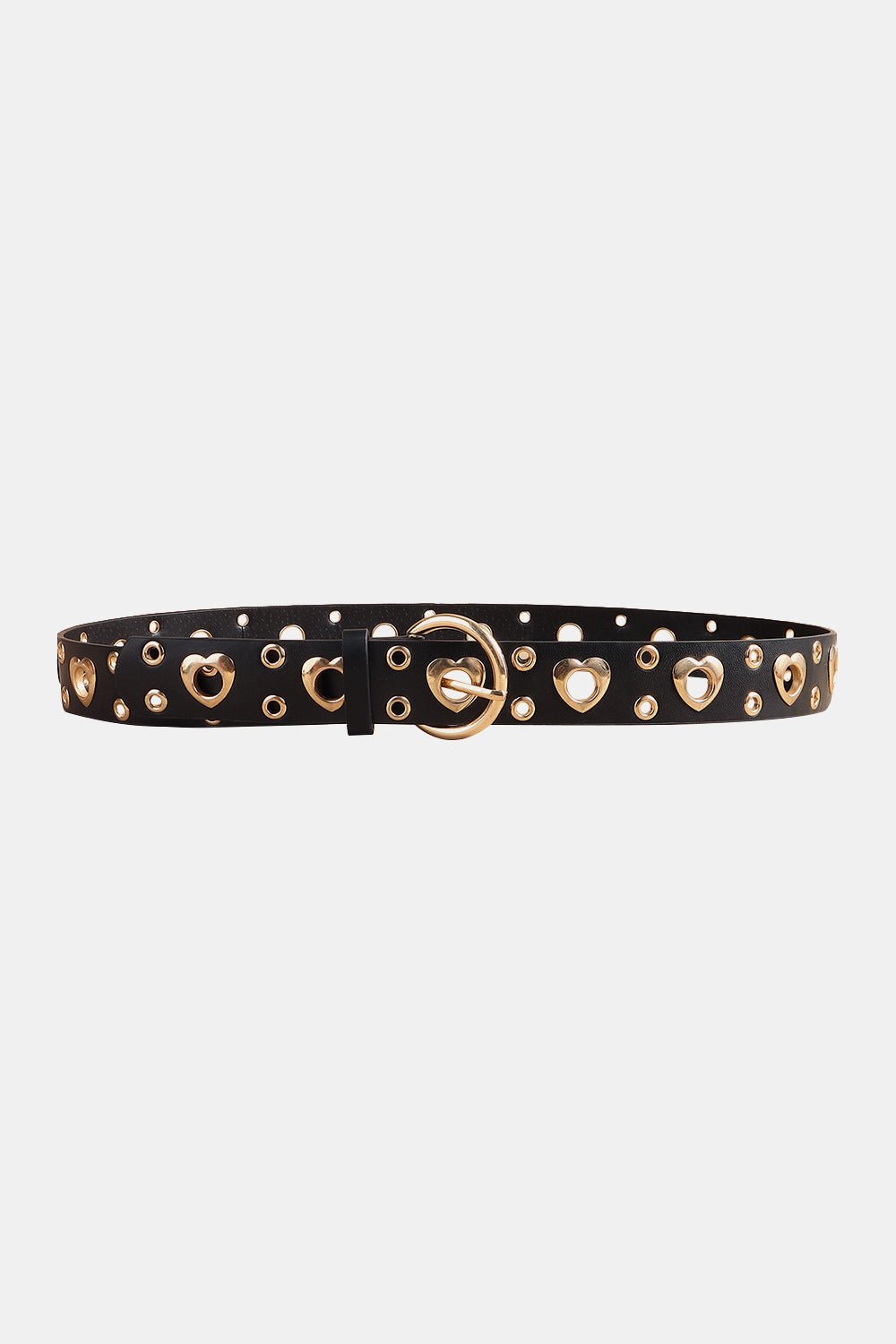 Crowned Energy CO. Black / One Size Trendsi Accessories Heart Shape Alloy Detail PU Leather Belt
