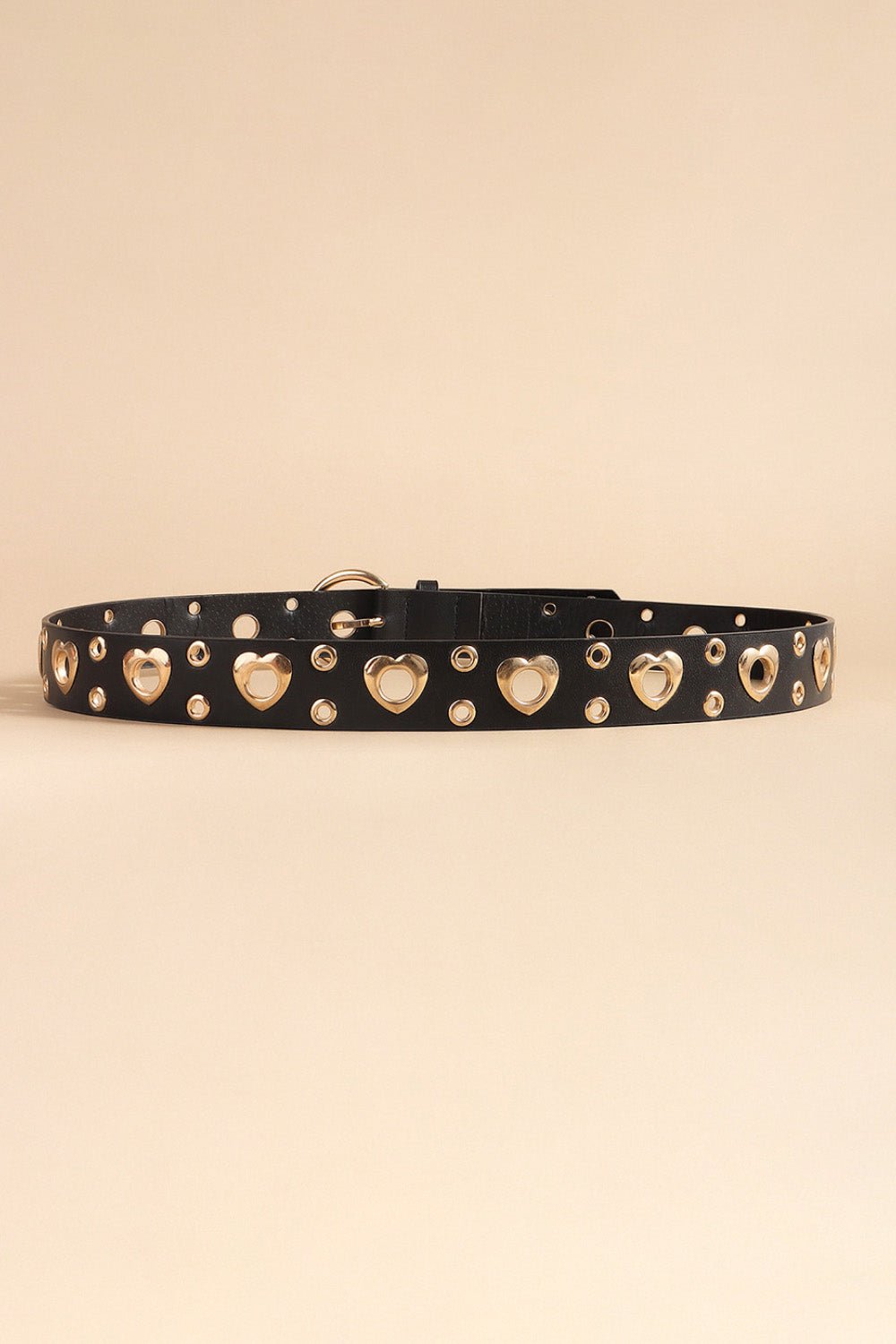 Crowned Energy CO. Black / One Size Trendsi Accessories Heart Shape Alloy Detail PU Leather Belt