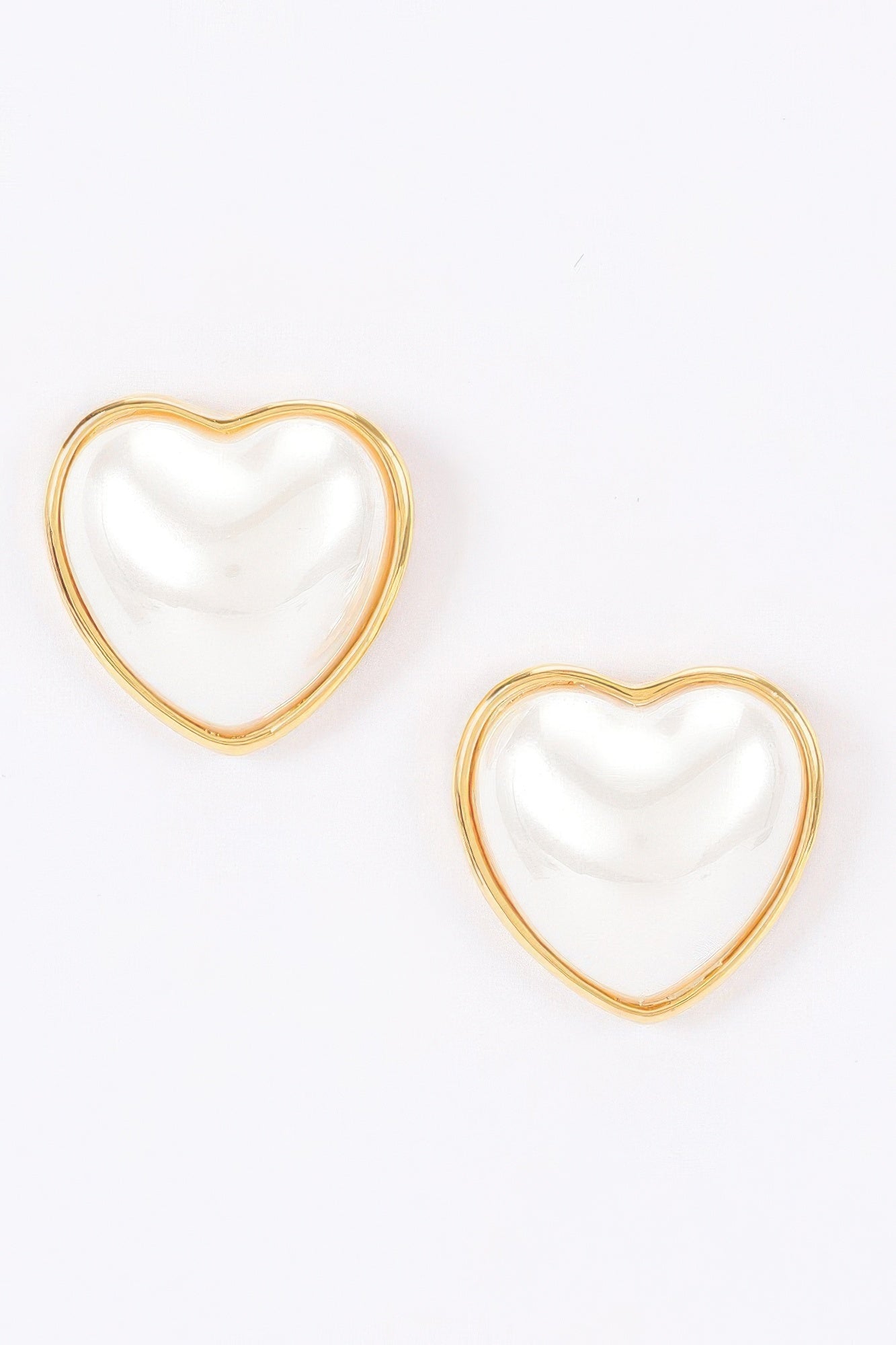 Heart-Shaped Pearl Stud Earrings - Crowned Energy CO.