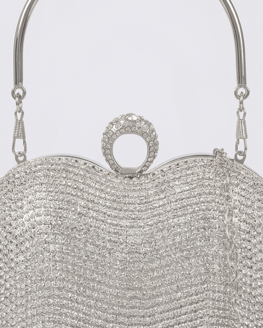 Heart - Shaped Rhinestone Evening Clutch Bag - Crowned Energy CO.