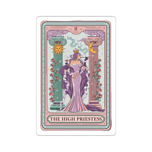 Crowned Energy CO. 3" × 3" / White Printify Paper products High Priestess Kiss-Cut Sticker – Tarot & Astrology