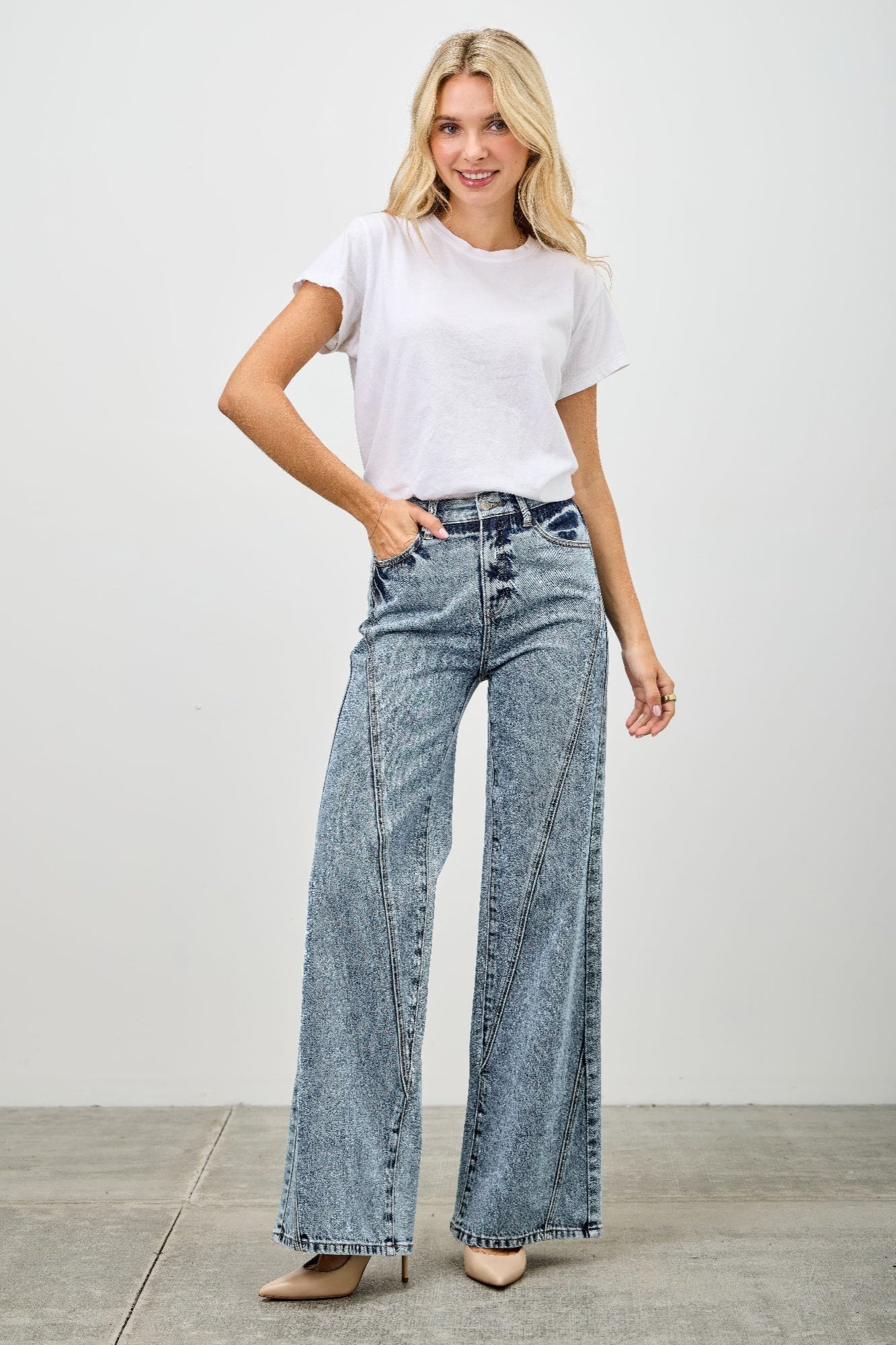 High Rise Relaxed Straight With Seam Detail - Crowned Energy CO.