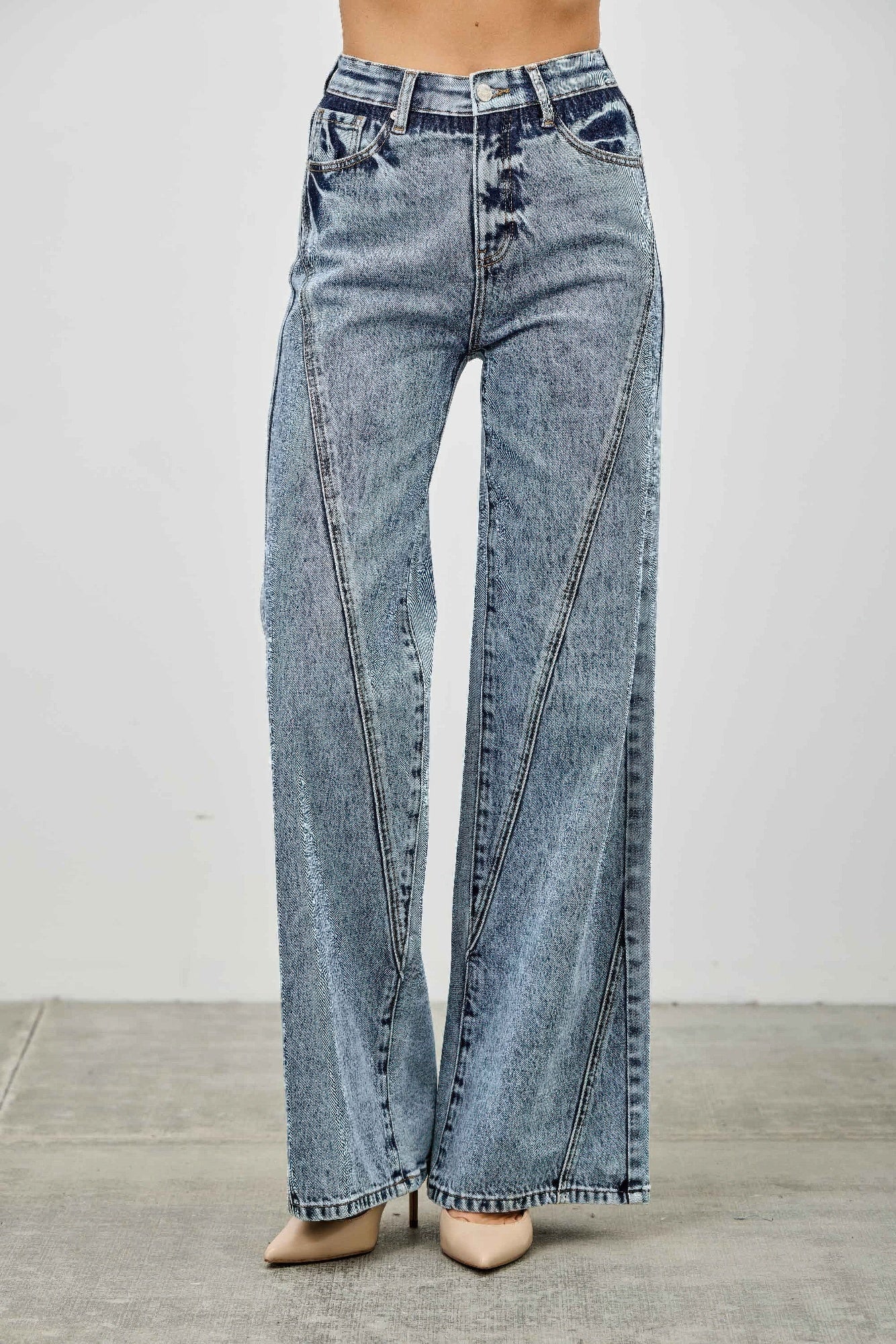 High Rise Relaxed Straight With Seam Detail - Crowned Energy CO.