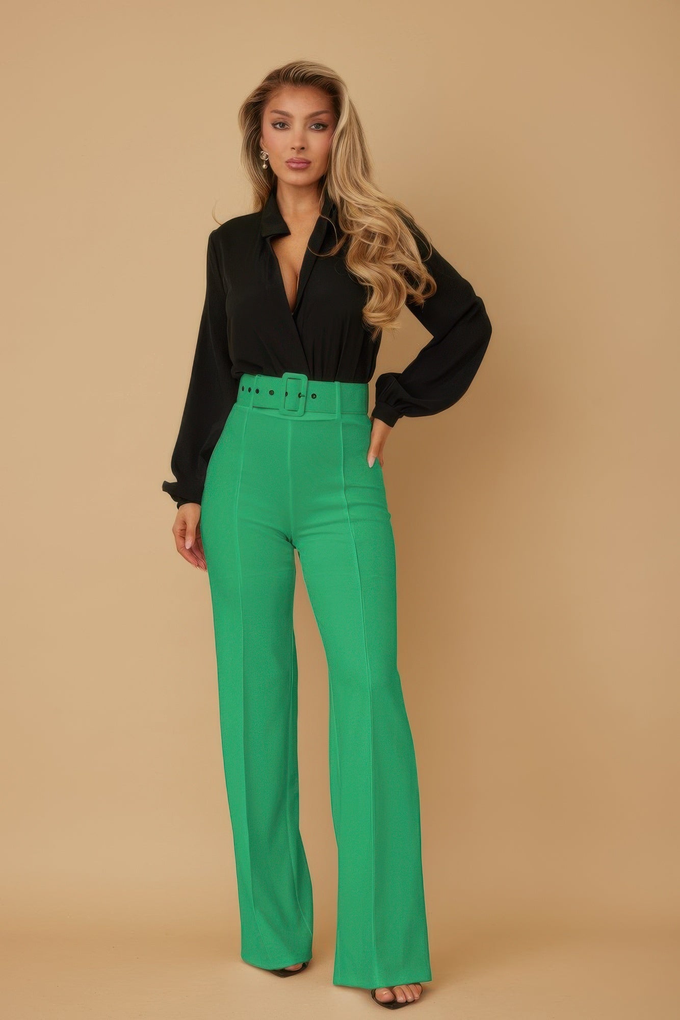Crowned Energy CO. S CCWHOLESALECLOTHING Dress Pants High Waist Pants With Buckle Belt