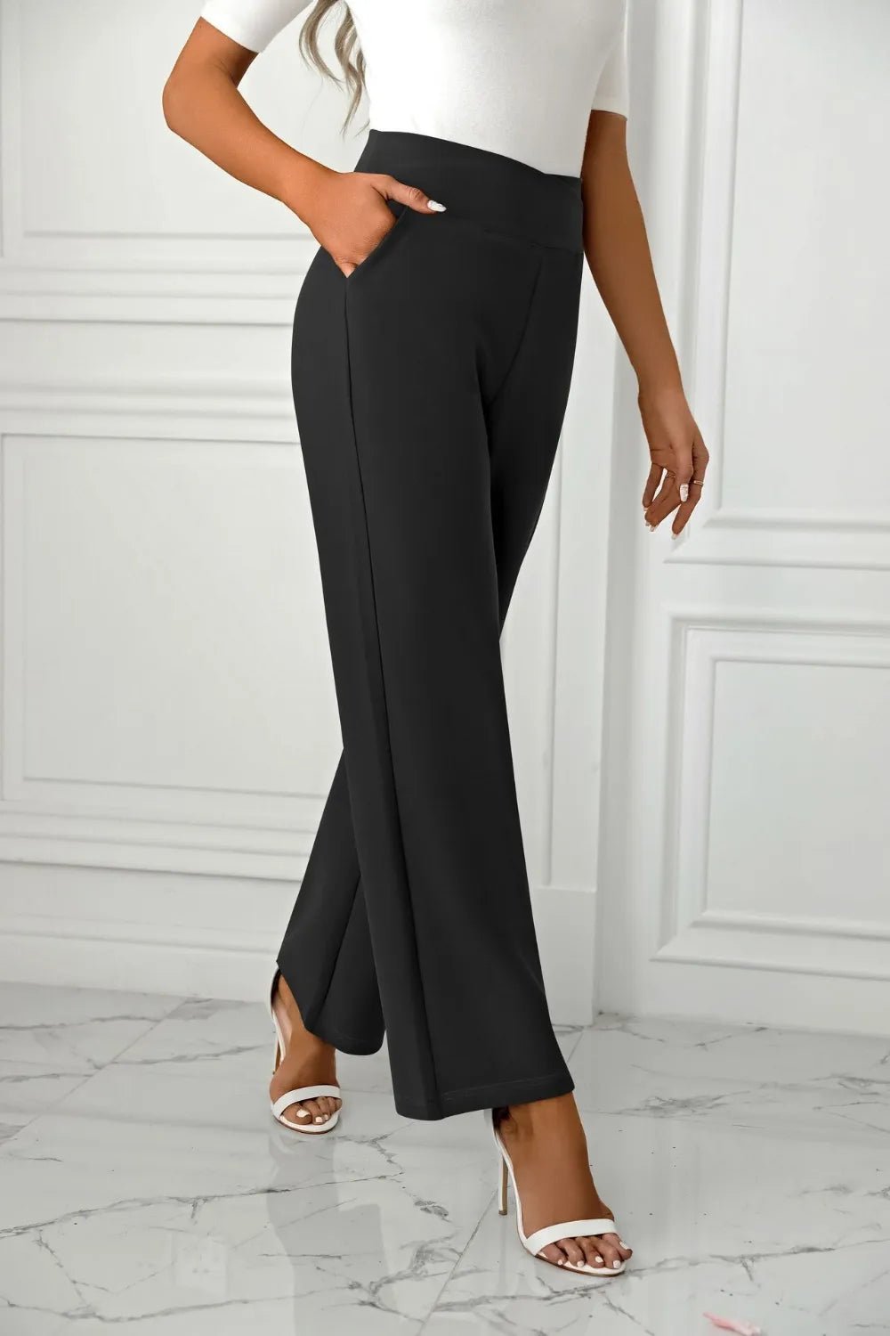 High Waist Straight Leg Pants - Crowned Energy CO.