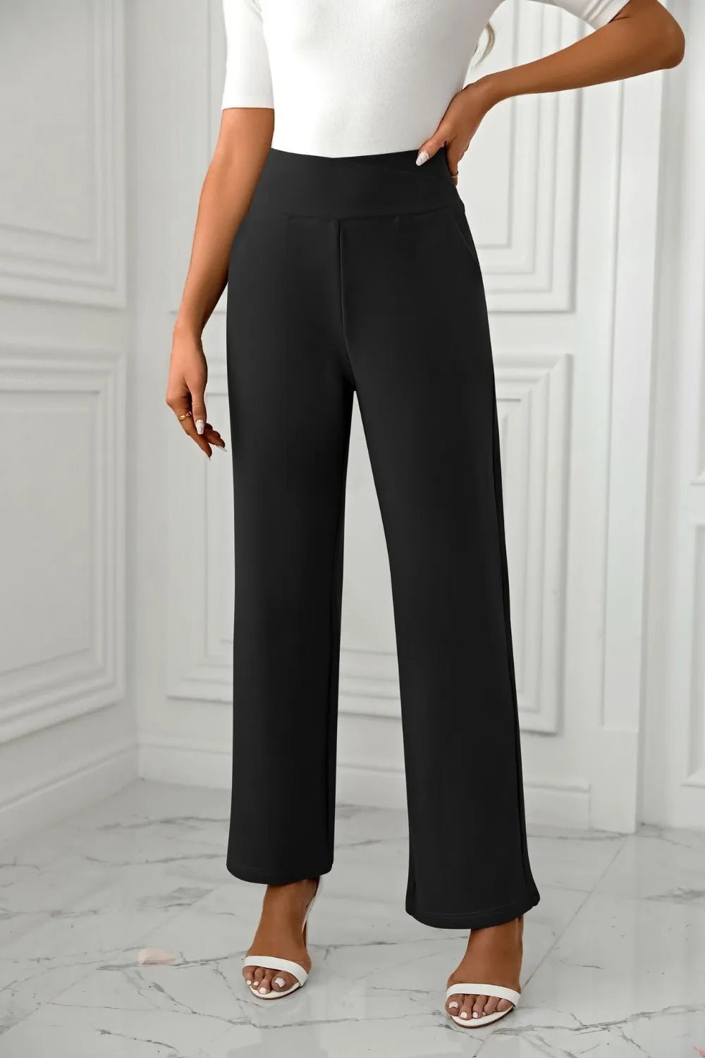 High Waist Straight Leg Pants - Crowned Energy CO.