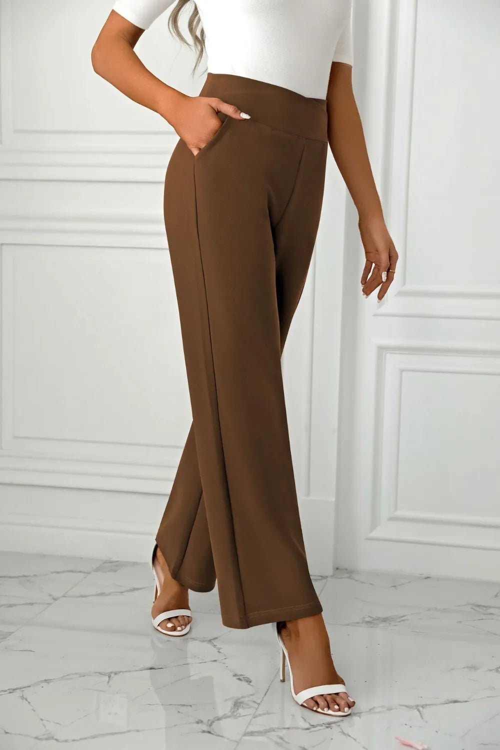 High Waist Straight Leg Pants - Crowned Energy CO.