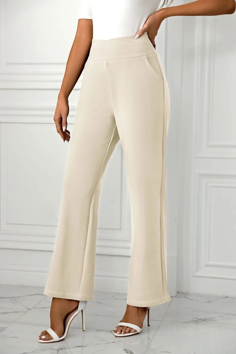 High Waist Straight Leg Pants - Crowned Energy CO.