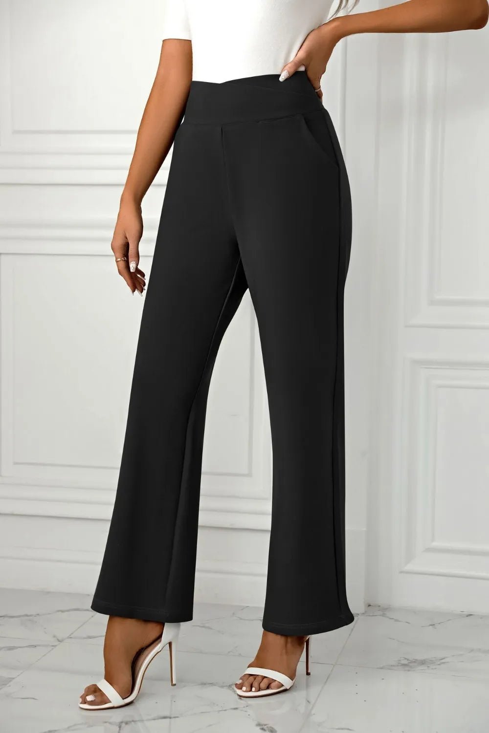High Waist Straight Leg Pants - Crowned Energy CO.