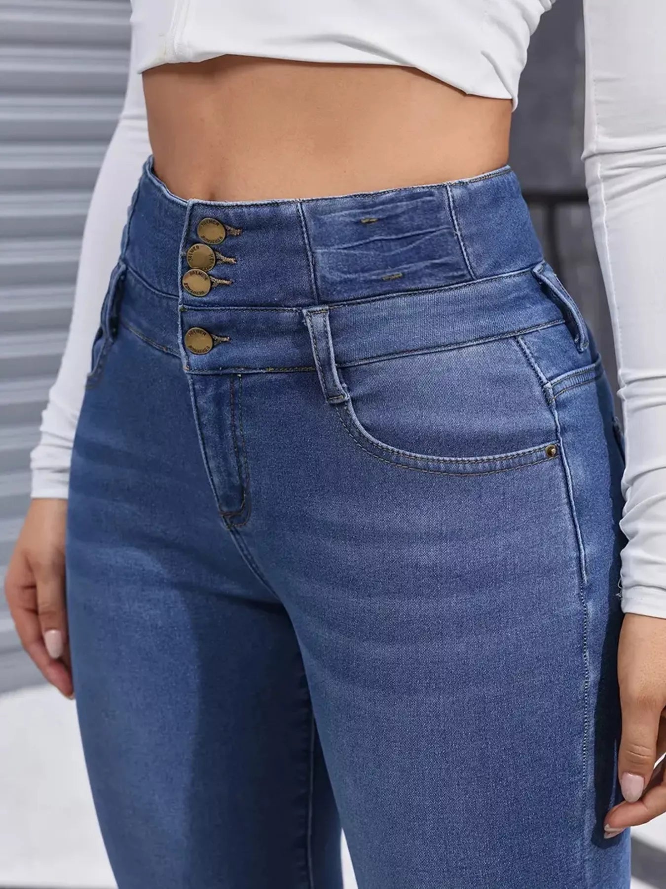 High - Waisted Slim Fit Fleece - Lined Jeans - Crowned Energy CO.