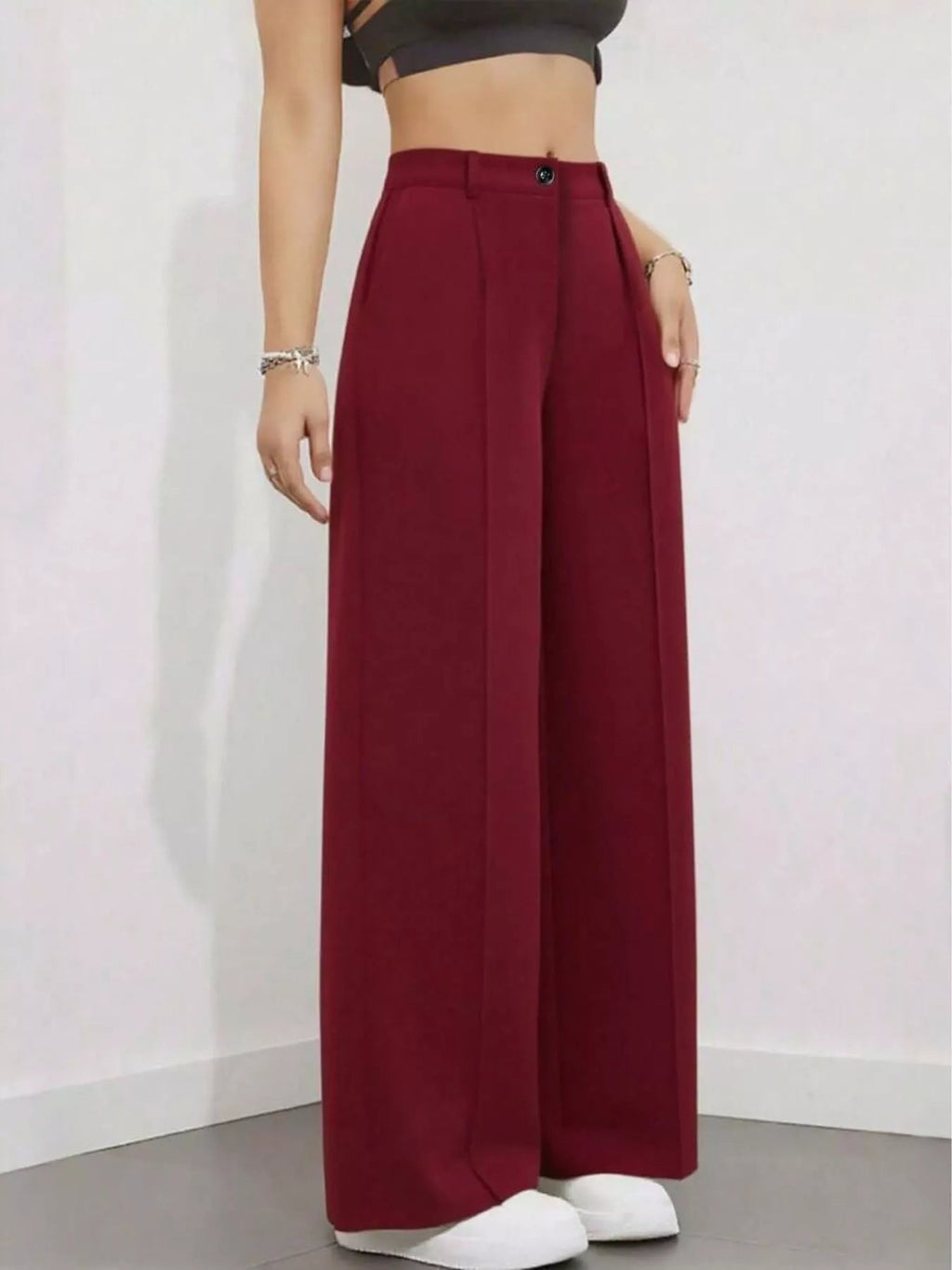 High - Waisted Wide Leg Pants - Crowned Energy CO.