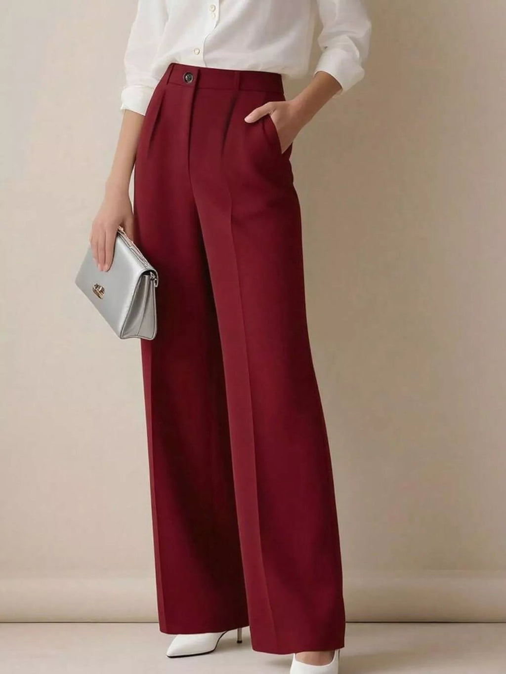 High - Waisted Wide Leg Pants - Crowned Energy CO.