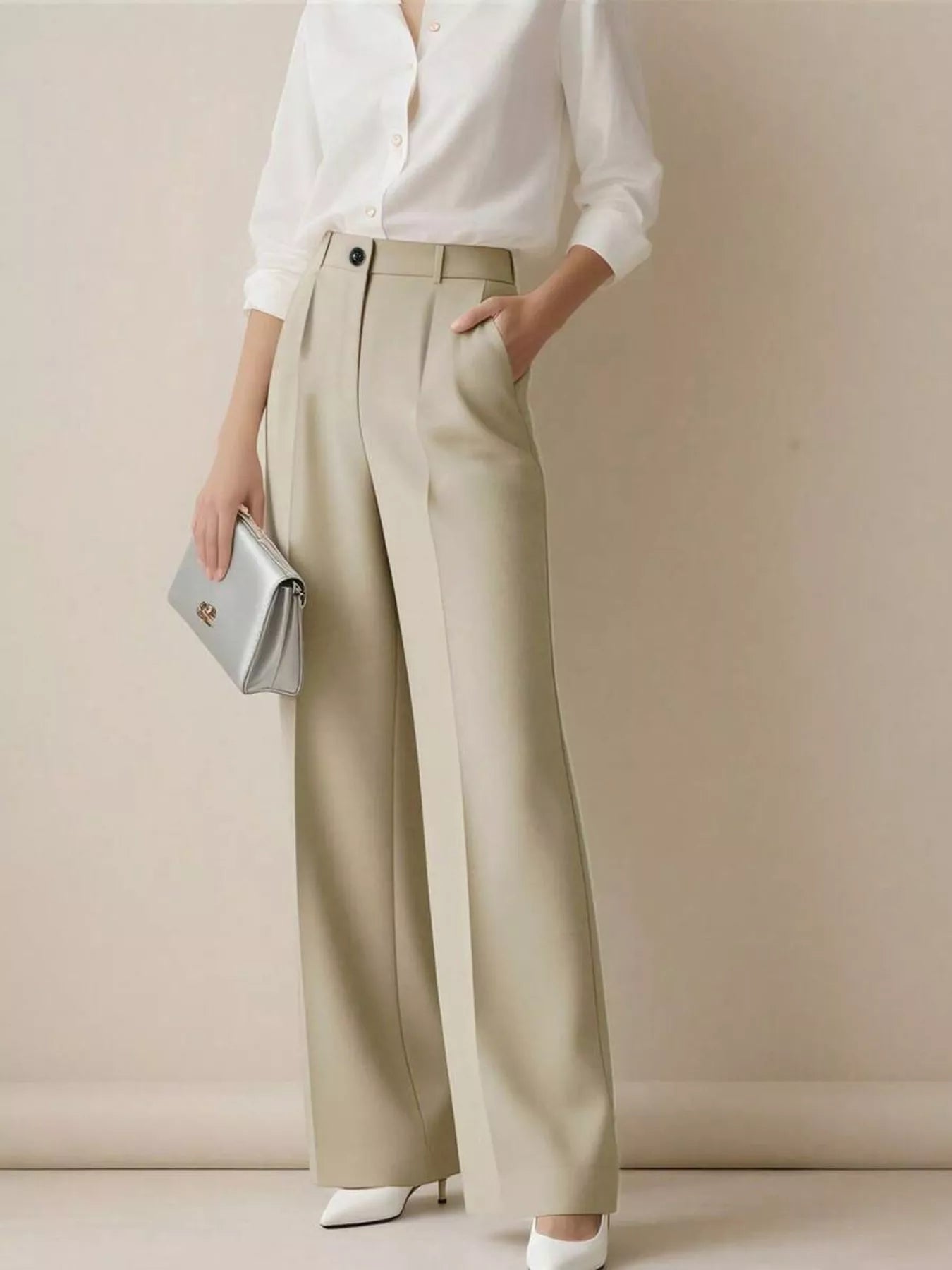 High - Waisted Wide Leg Pants - Crowned Energy CO.