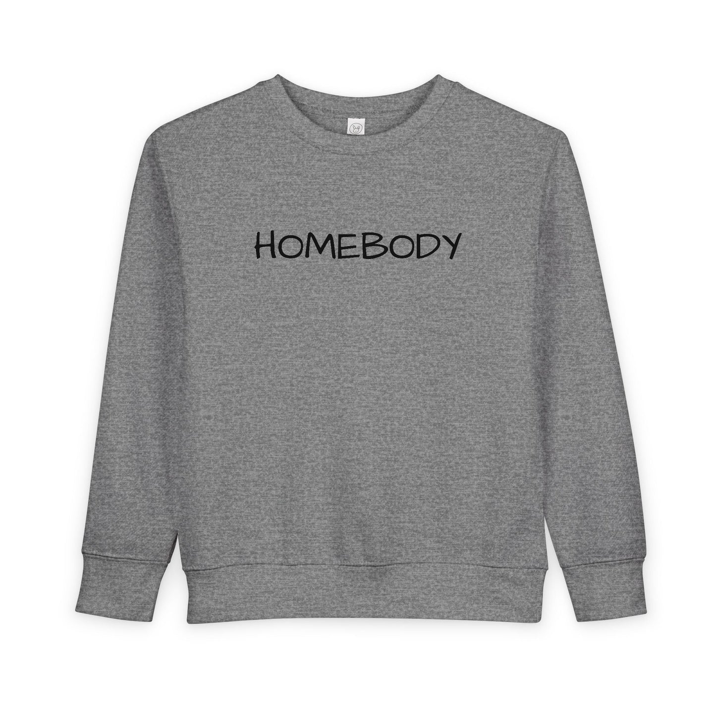 Homebody Toddler Sweatshirt — Cozy Kids Crewneck with 'HOMEBODY' Print - Crowned Energy CO.