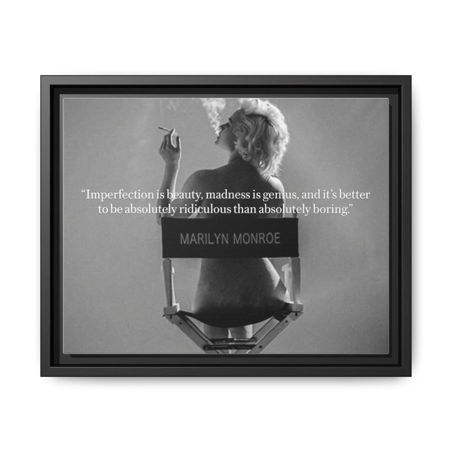 Crowned Energy CO. 14″ x 11″ (Horizontal) / Black / 1.25" Printify Canvas Inspirational Framed Canvas Art - Marilyn Monroe Quote Wall Decor, Home Decor, Office Art, Gift Idea, Motivational