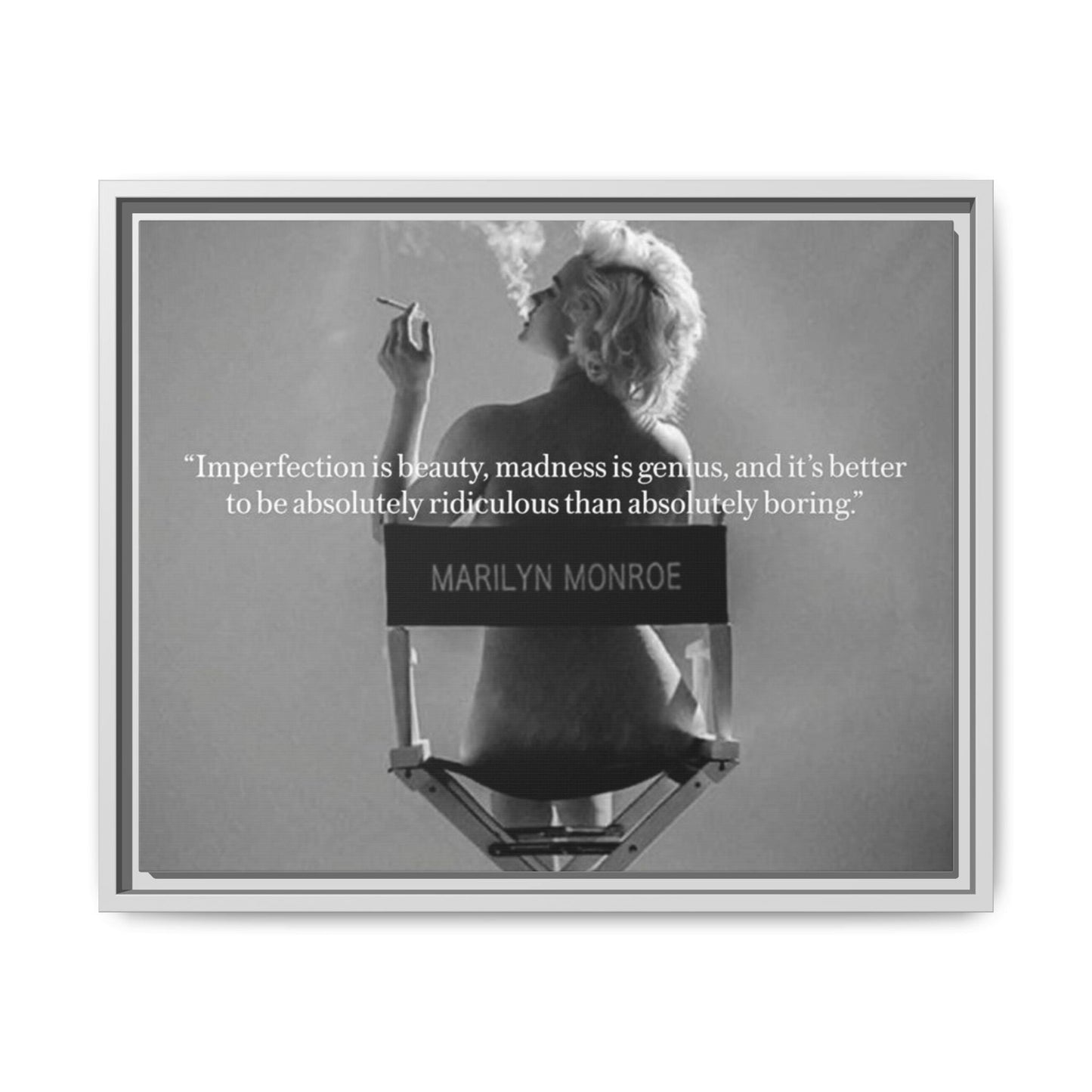 Crowned Energy CO. 20″ x 16″ (Horizontal) / White / 1.25" Printify Canvas Inspirational Framed Canvas Art - Marilyn Monroe Quote Wall Decor, Home Decor, Office Art, Gift Idea, Motivational