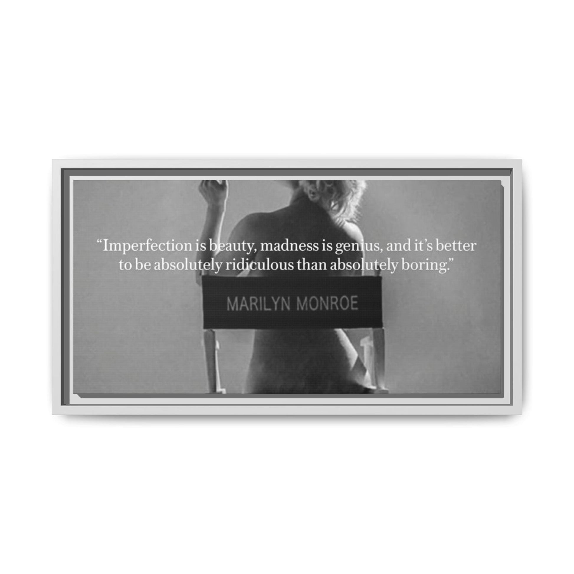 Crowned Energy CO. 20" x 10" (Horizontal) / White / 1.25" Printify Canvas Inspirational Framed Canvas Art - Marilyn Monroe Quote Wall Decor, Home Decor, Office Art, Gift Idea, Motivational