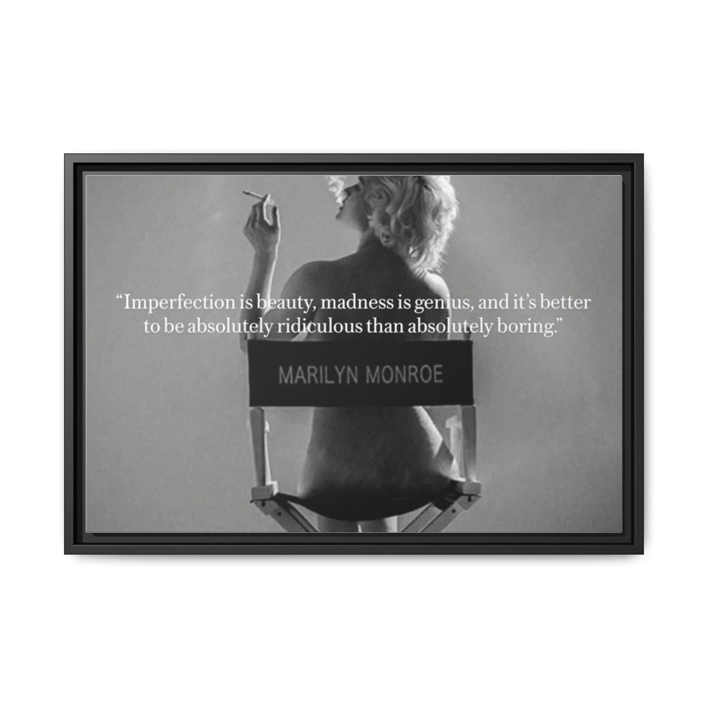 Crowned Energy CO. 24″ x 16″ (Horizontal) / Black / 1.25" Printify Canvas Inspirational Framed Canvas Art - Marilyn Monroe Quote Wall Decor, Home Decor, Office Art, Gift Idea, Motivational