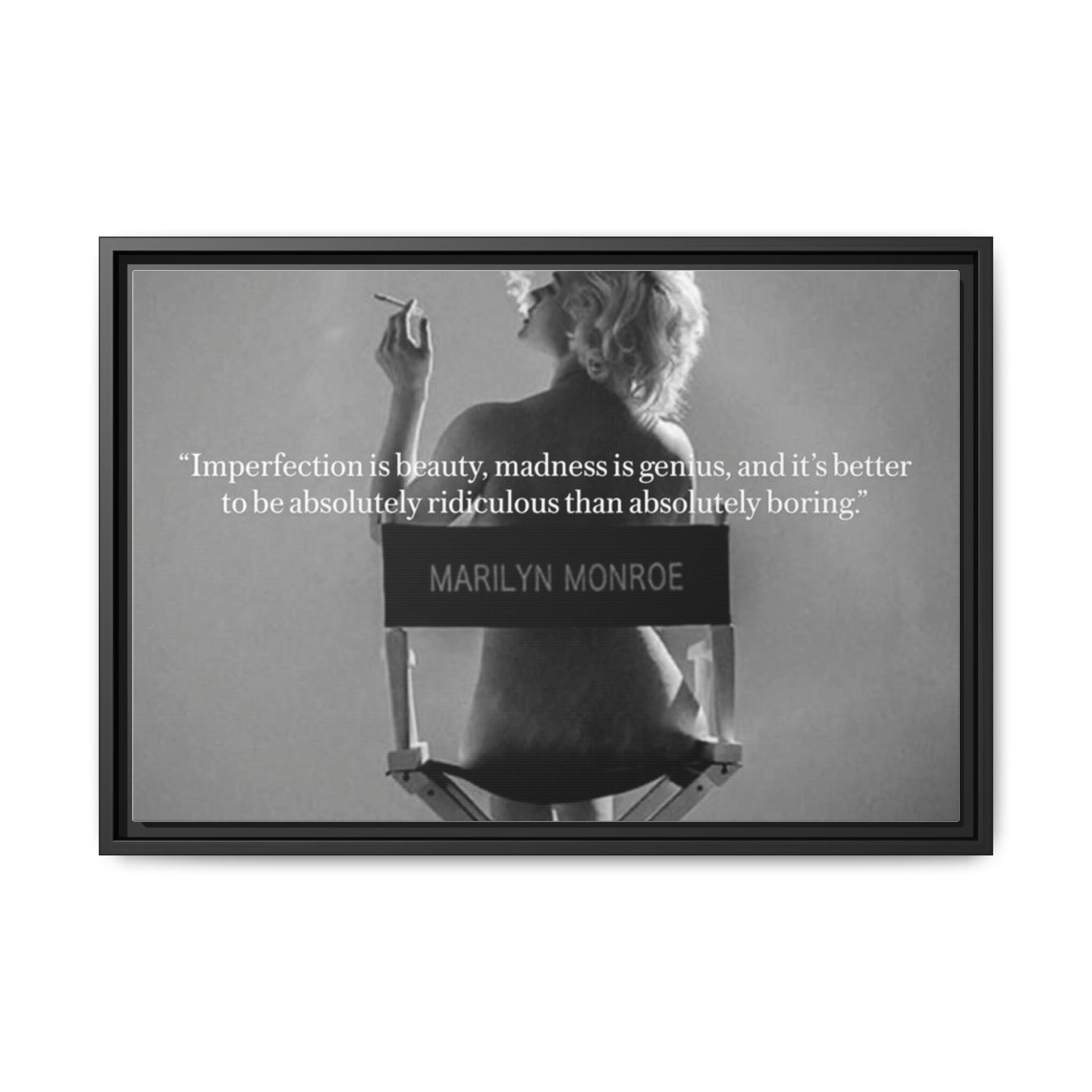 Crowned Energy CO. 24″ x 16″ (Horizontal) / Black / 1.25" Printify Canvas Inspirational Framed Canvas Art - Marilyn Monroe Quote Wall Decor, Home Decor, Office Art, Gift Idea, Motivational
