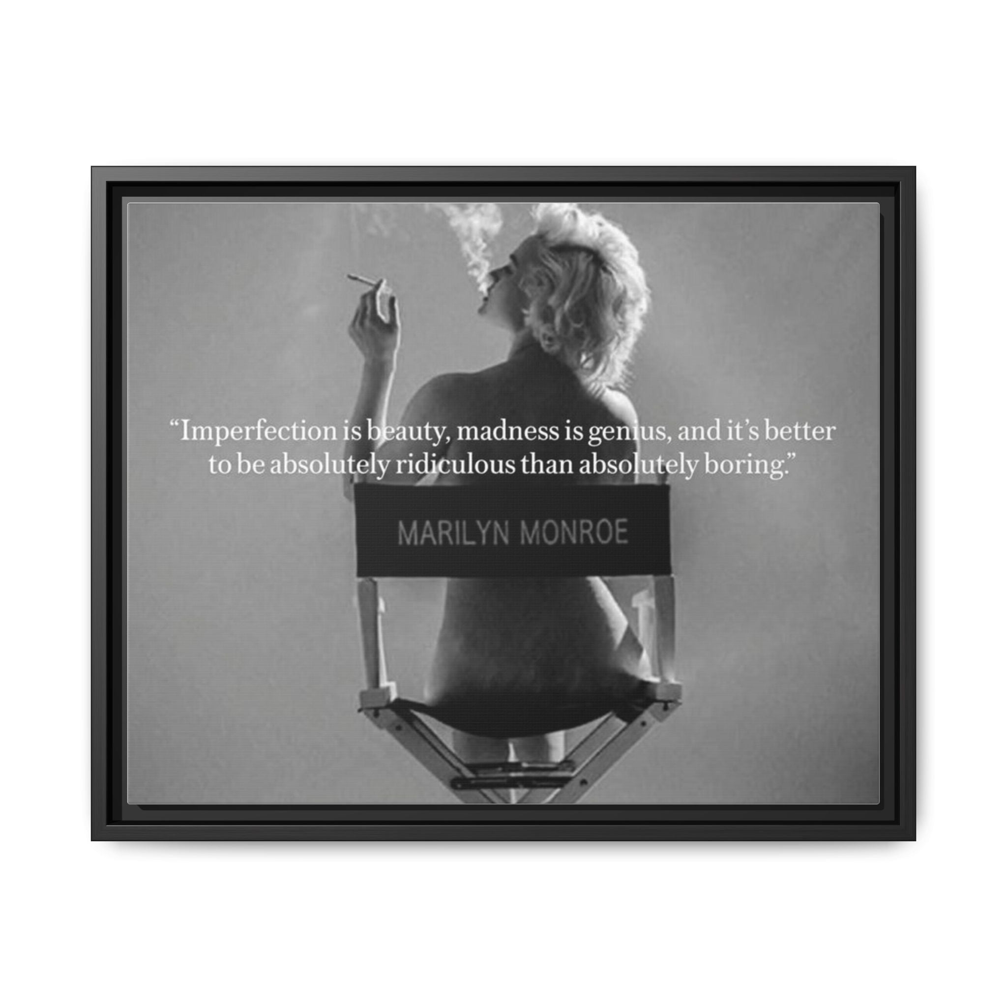 Crowned Energy CO. 20″ x 16″ (Horizontal) / Black / 1.25" Printify Canvas Inspirational Framed Canvas Art - Marilyn Monroe Quote Wall Decor, Home Decor, Office Art, Gift Idea, Motivational