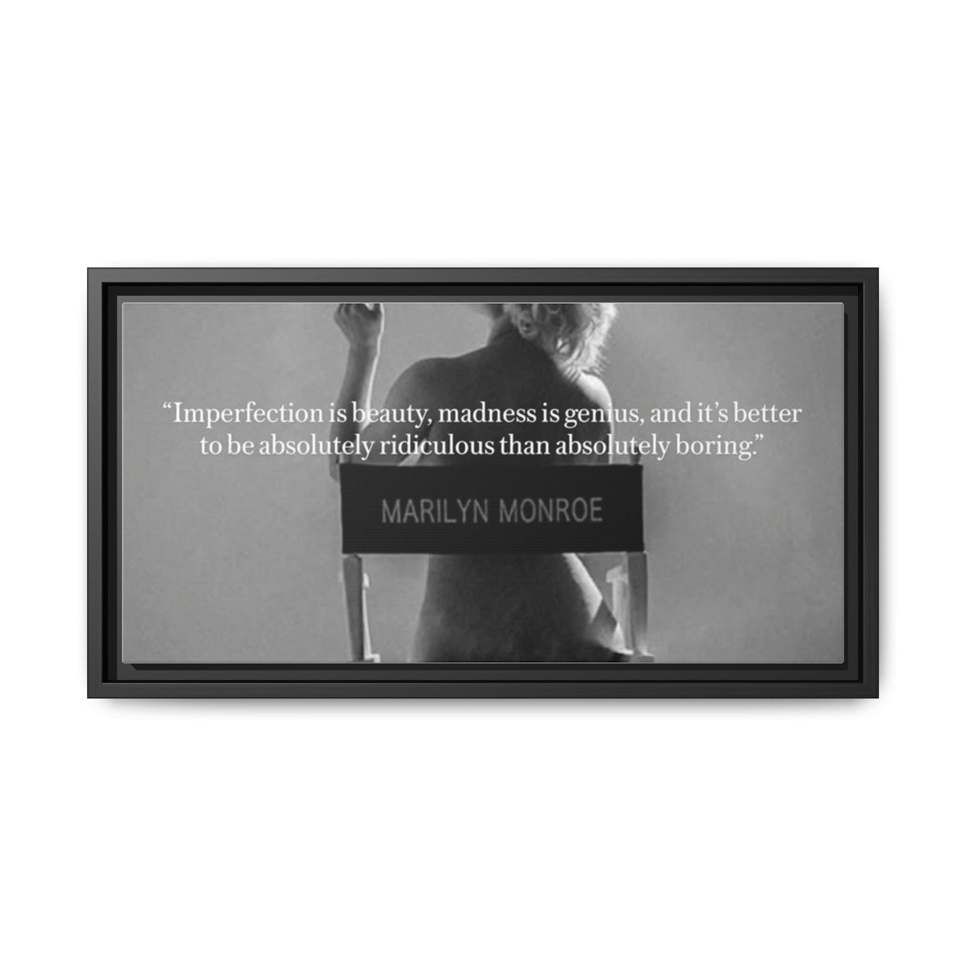 Crowned Energy CO. 20" x 10" (Horizontal) / Black / 1.25" Printify Canvas Inspirational Framed Canvas Art - Marilyn Monroe Quote Wall Decor, Home Decor, Office Art, Gift Idea, Motivational