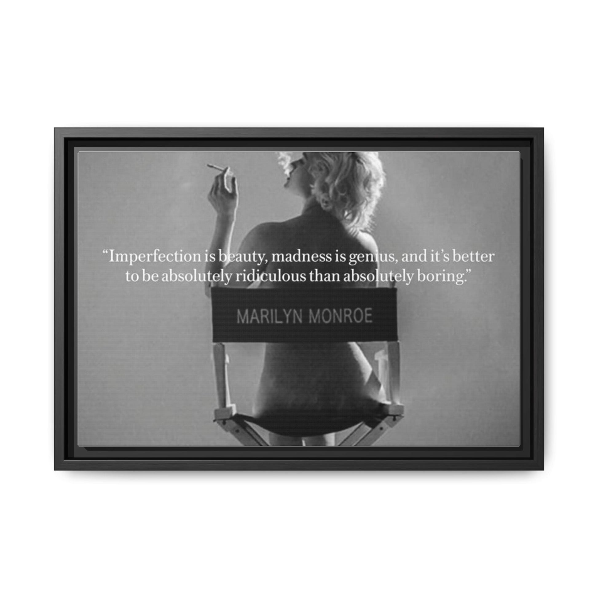 Crowned Energy CO. 18″ x 12″ (Horizontal) / Black / 1.25" Printify Canvas Inspirational Framed Canvas Art - Marilyn Monroe Quote Wall Decor, Home Decor, Office Art, Gift Idea, Motivational