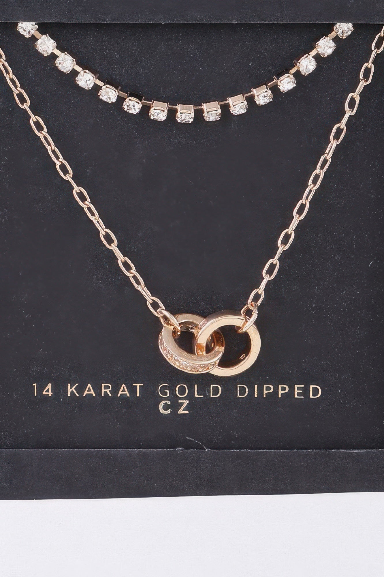 Crowned Energy CO. Gold Clear CCWHOLESALECLOTHING Necklaces Interlinked Ring Chain Necklace