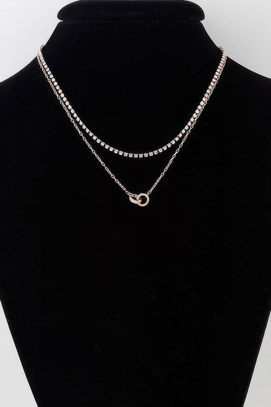 Crowned Energy CO. Gold Clear CCWHOLESALECLOTHING Necklaces Interlinked Ring Chain Necklace