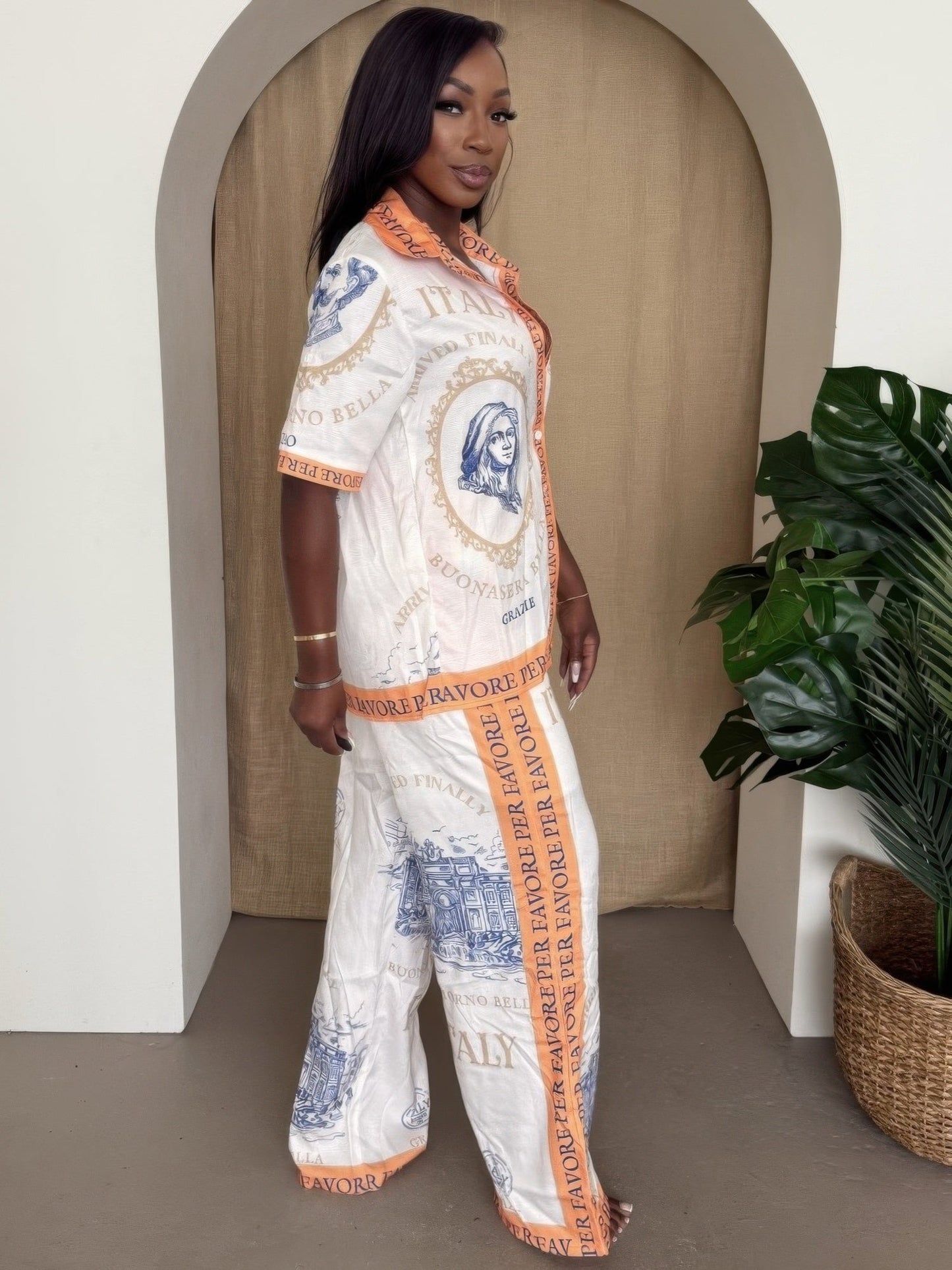 Crowned Energy CO. S ENDLESS MOON OUTFIT SET Italian Escape Two-piece Set - Resort Chic