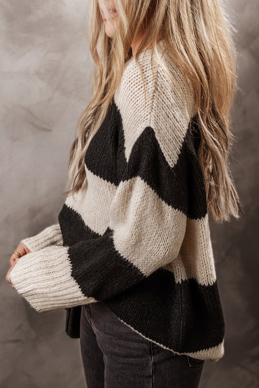 Jet Stream Colorblock Loose Pullover Sweater - Crowned Energy CO.