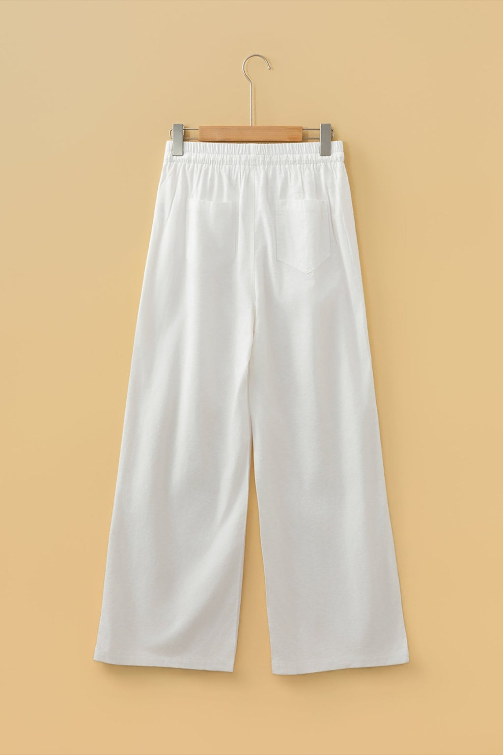 Jet Stream Drawstring Elastic Waist Button Pleated Detail Wide Leg Pants - Crowned Energy CO.
