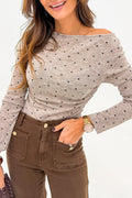 Jet Stream Polka Dot Boat Neck Knit Long Sleeve T Shirt - Crowned Energy CO.