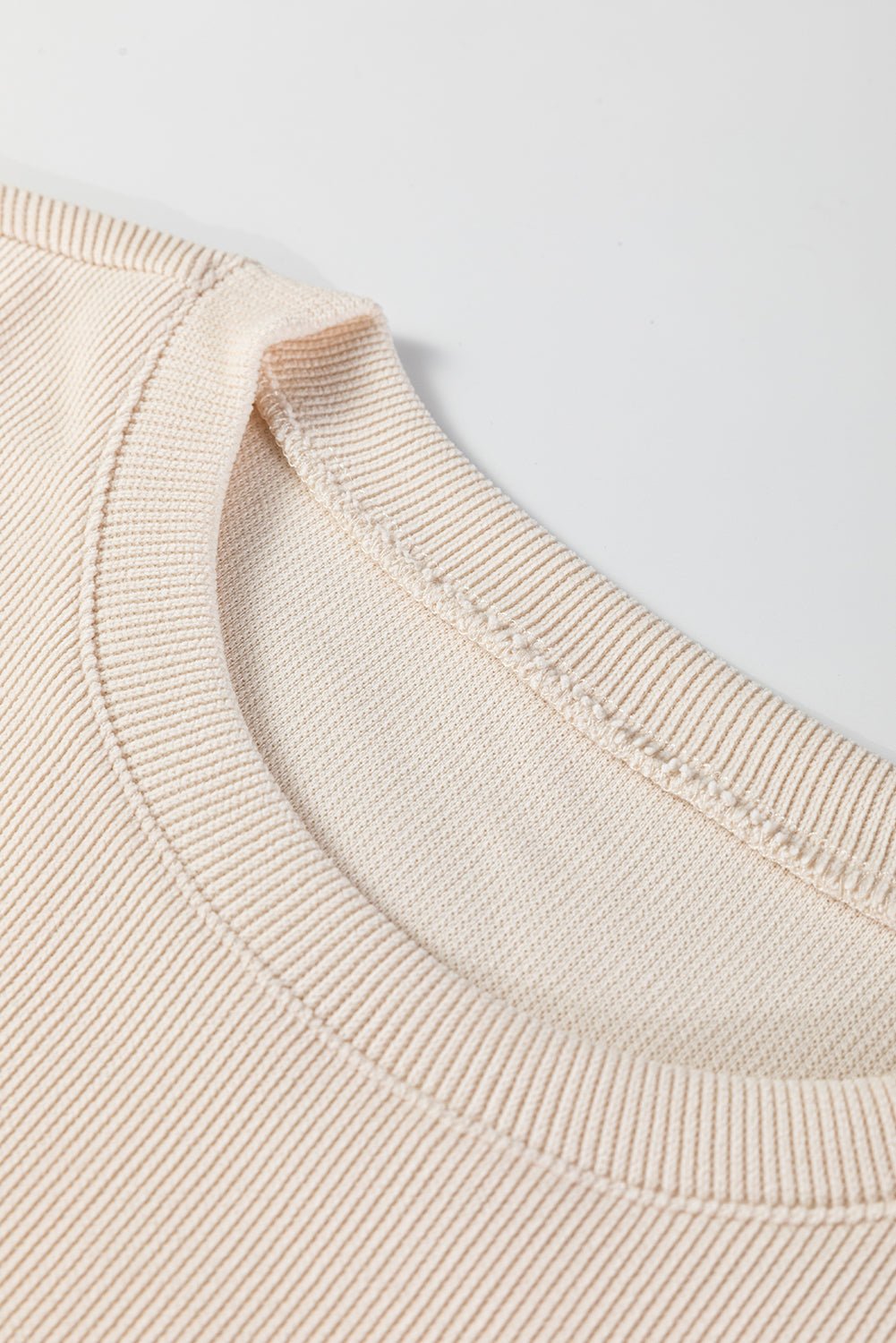 Jet Stream Solid Color Textured Knit Drop Shoulder Pullover Drawstring Shorts Set - Crowned Energy CO.