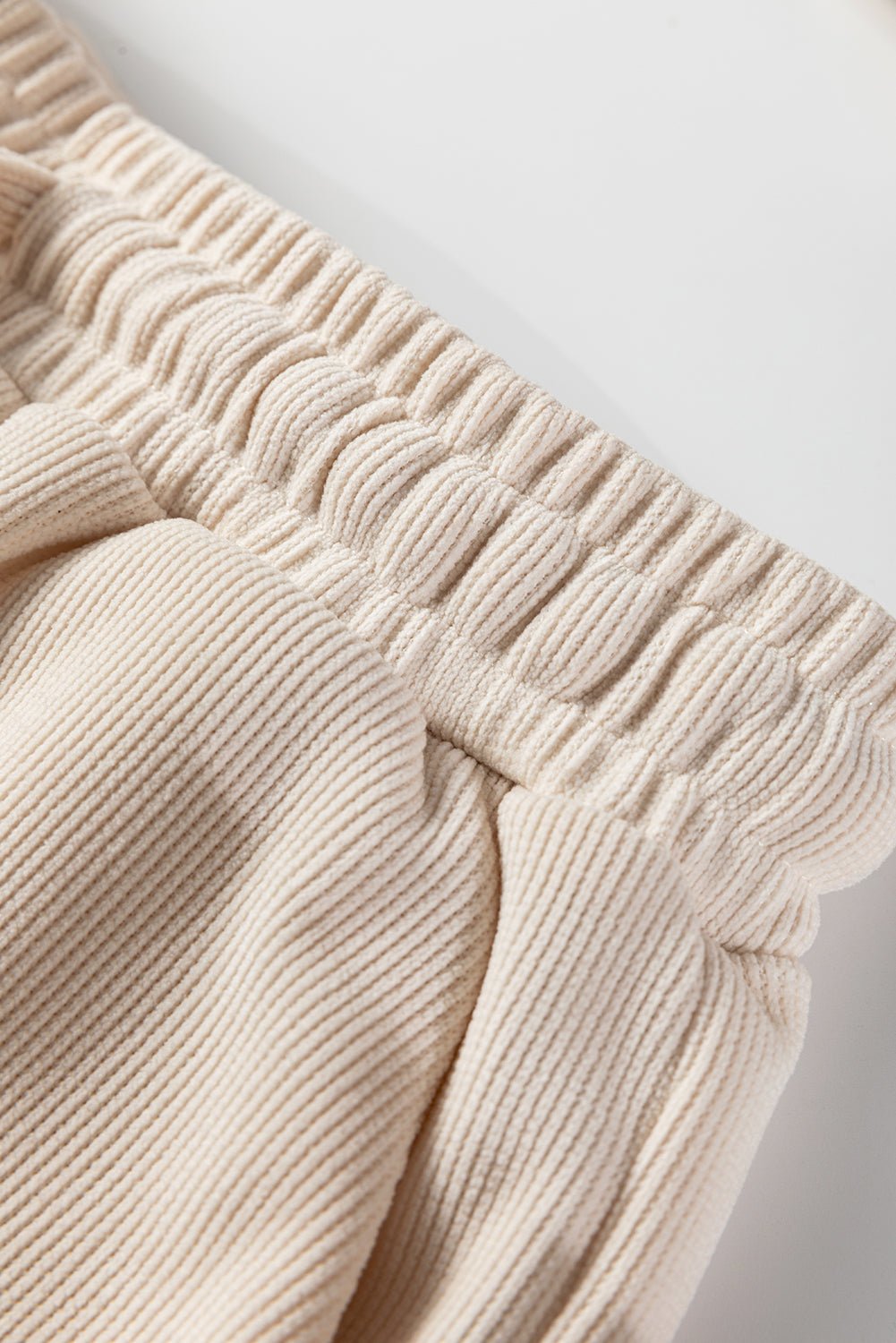 Jet Stream Solid Color Textured Knit Drop Shoulder Pullover Drawstring Shorts Set - Crowned Energy CO.