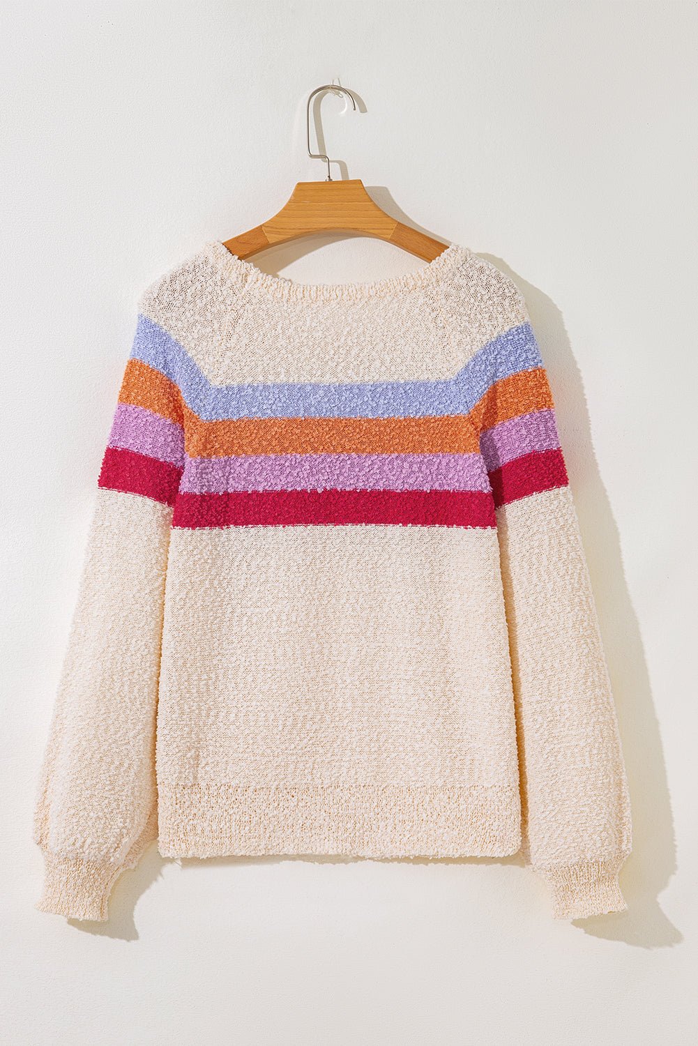 Jet Stream Striped Color Block Loose Sleeve Chic Sweater - Crowned Energy CO.