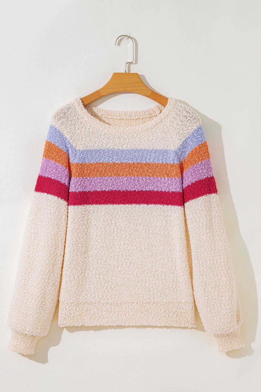 Jet Stream Striped Color Block Loose Sleeve Chic Sweater - Crowned Energy CO.