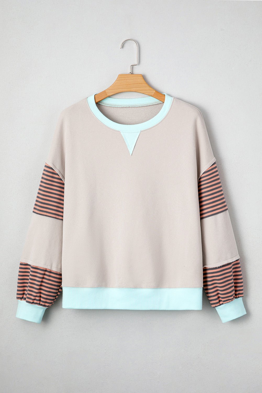 Crowned Energy CO. Jet Stream / S / 50%Polyester+50%Cotton Dear-Lover Dropshipping Tops/Sweatshirts & Hoodies Jet Stream Striped Colorblock Patchwork Drop Shoulder Sweatshirt